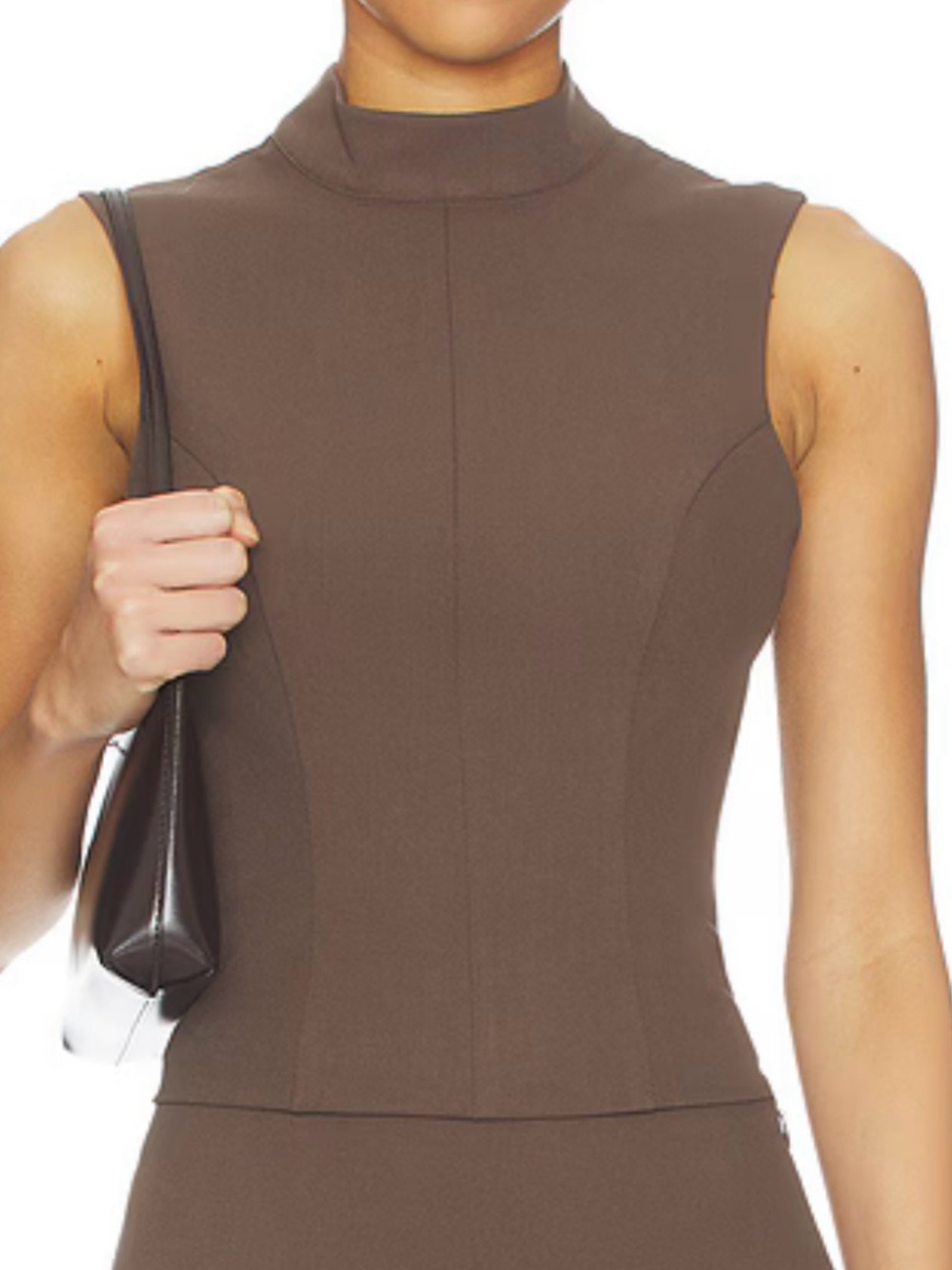 All The Ways Sleeveless Mock Neck in Chocolate Brown - Picture 3 of 3